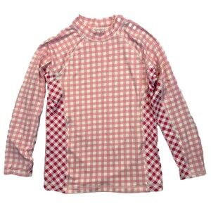 Draper James Lands' End UPF 50 Girls Rash Guard M 10-12 Pink Red Gingham